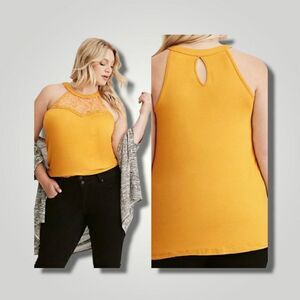 Torrid super soft lace inset tank size 1 1x Butter Yellow